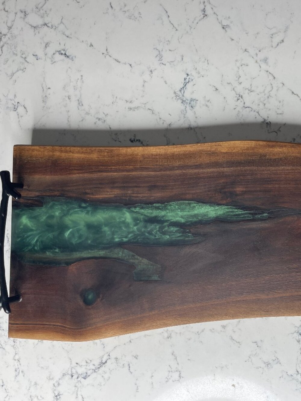 Black Walnut Live Edge Charcuterie Board w/ Epoxy (Twig Handles)